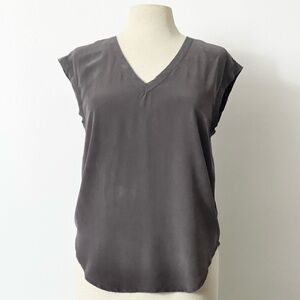 Chaser Charcoal Grey 100% Crepe de Chine Silk Open Back Tank Top Org.$98 Sz. XS